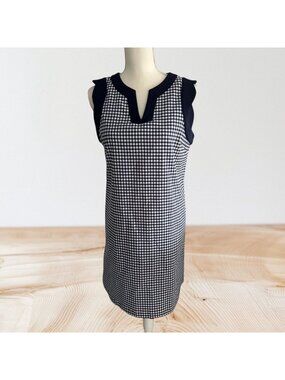 SARA CAMPBELL Blue White Gingham Plaid Shift Dress Size Small